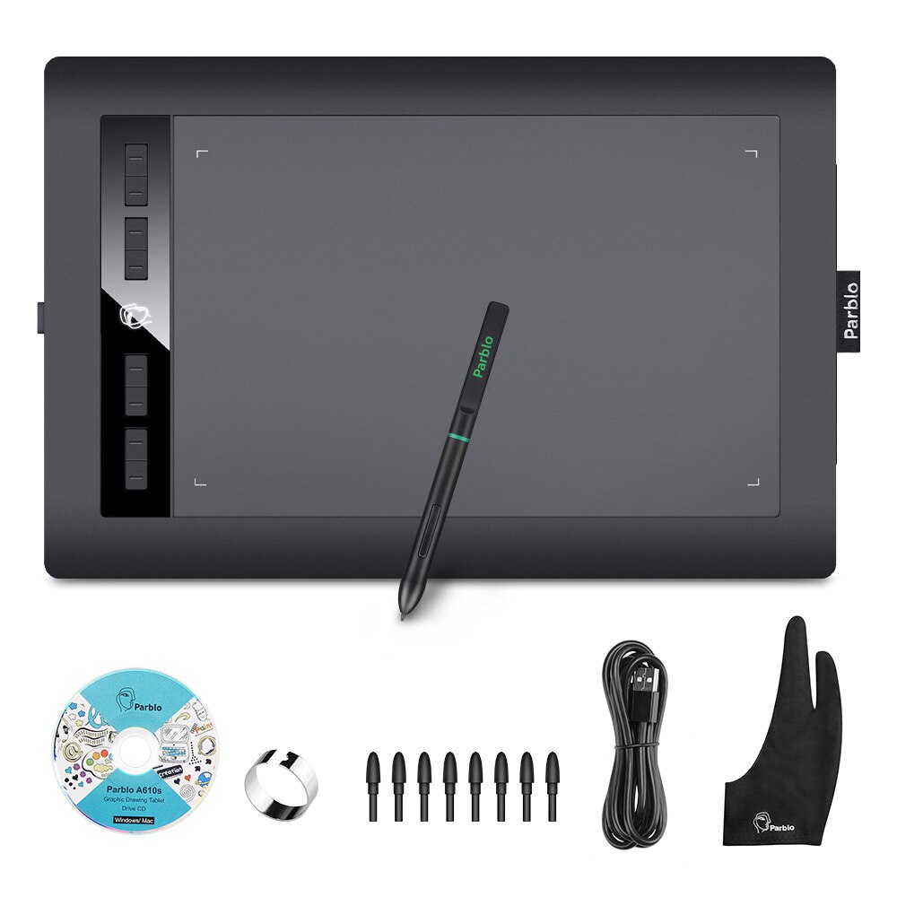 Parblo A610S Grafische Tekening Digitale Tabletten Handtekening Pen Tablet Osu Game Tablet Met Batterij-Gratis Stylus Pen