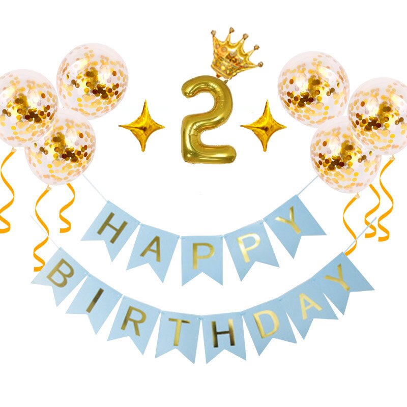 Oh urodziny dziecka balon w kształcie cyfry zestaw konfetti baner urodzinowy flaga Baby Shower dekoracje świąteczne dziewczyna chłopiec zaopatrzenie firm