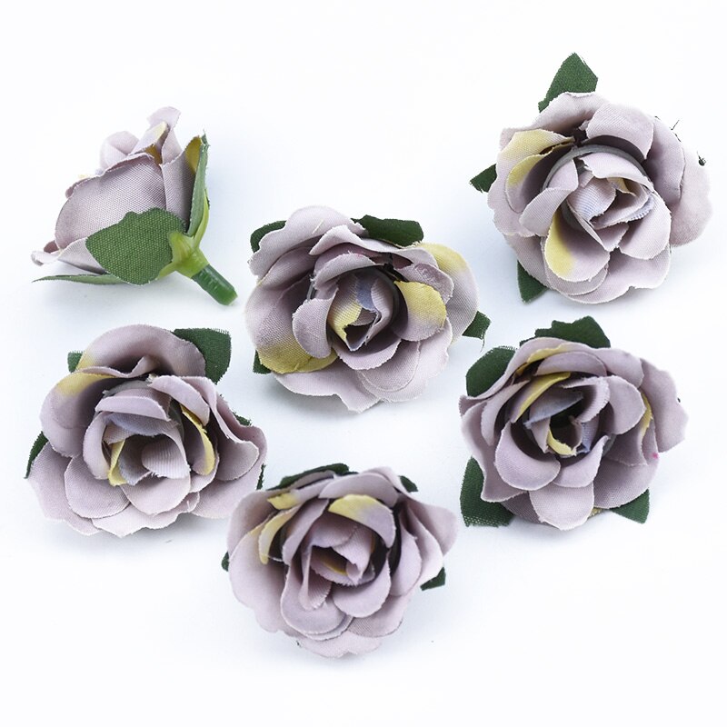 10 st silke rosor huvuden blomma vägg hem bröllop dekoration tillbehör handgjorda diy box konstgjorda växter julkrans: Gary
