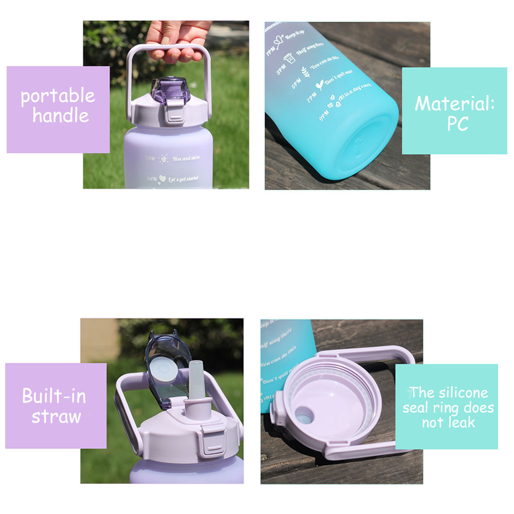 Butelka wody 2L o dużej pojemności zdatność trening plastikowy kubek odkryty kemping butelka robić picia wody gradient sportowy kubek na wodę