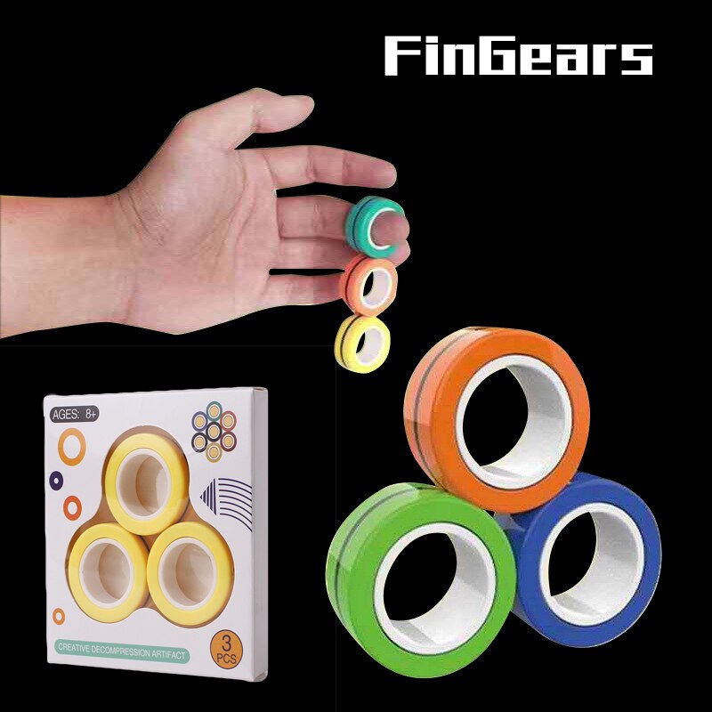 3 unids/set de anillos magnéticos para aliviar la ansiedad y el estrés, anillo magnético para pulsera, juguetes mágicos sin cremallera, juguetes de descompresión para autismo ADHD