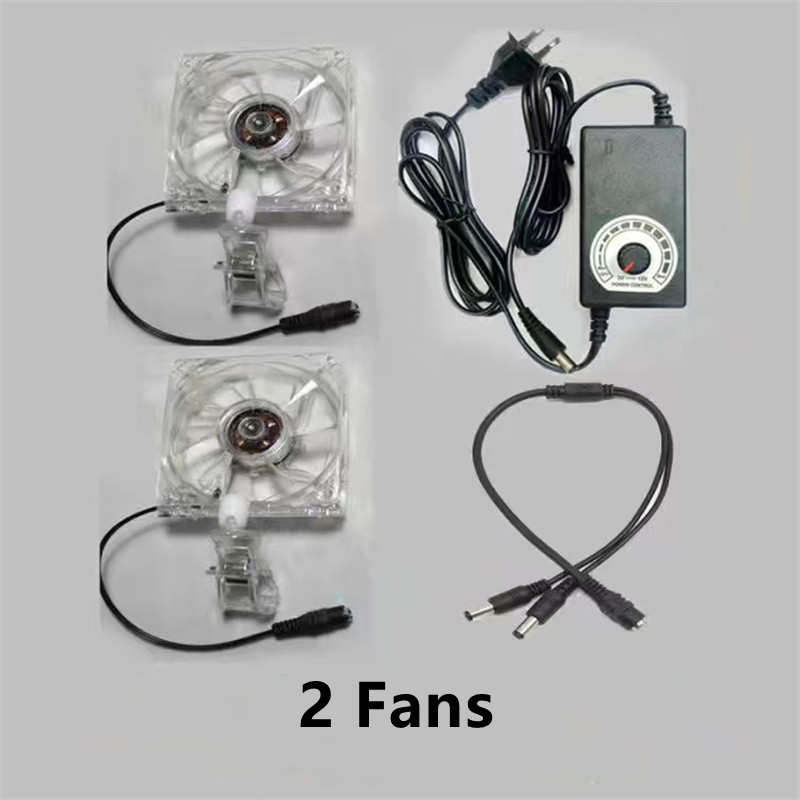 Aquarium Fish Tank Cooling Fan System Chiller Control Reduce Water Temperature 1/2/3/4 Fans Set Cooler Marine aquarium cooler: black