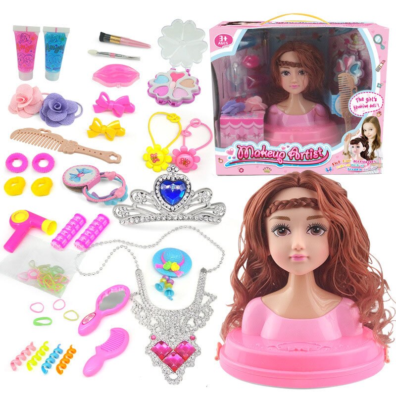 Conjunto de muñecas de juguete para niña, peine de maquillaje de princesa, Kit de seguridad no tóxico, para niña: D Plus