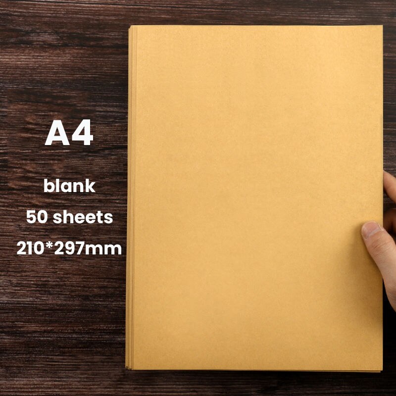 Writing Letter Stationery Romantic Note 50 Sheets A4/B5/A5 Vintage Kraft Paper Craft Paper Painting Packaging Paper: A4 Blank