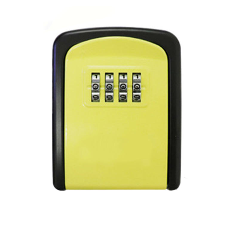 Lock Security Wall Mounted Key Lock Box Safe With 4 Digit Combination Lock Home Outdoor Secret Key Lock Box Safe Deposit Box: Yellow