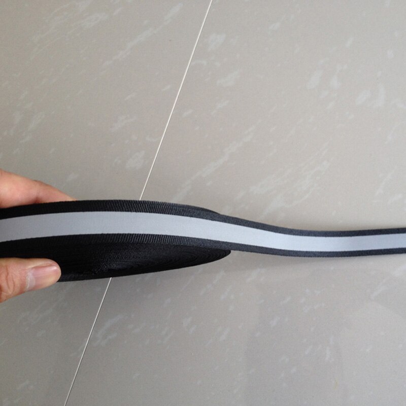 2 cmx 20m sort reflekterende stof tape strip kant fletning trim påsyet til tøj buksetaske udendørs produkt
