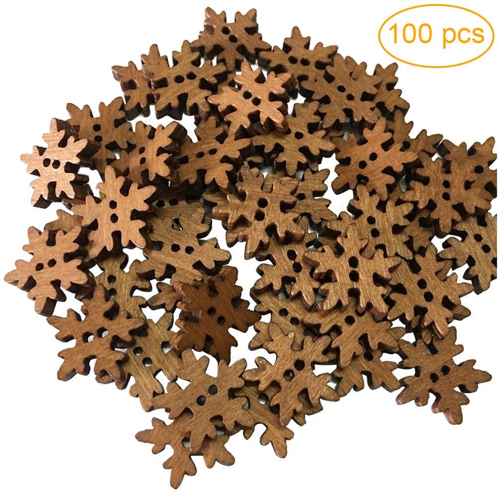 100 stuks kerst sneeuwvlok vorm diy houten knopen voor scrapbooking knutselen diy 18mm