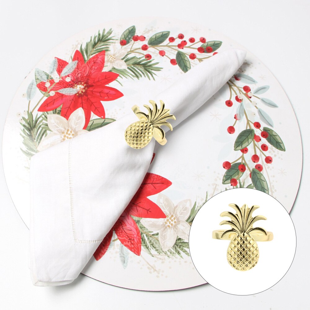 4 Stuks Kerst Ananas Servetringen Legering Servet Houder Party Decor