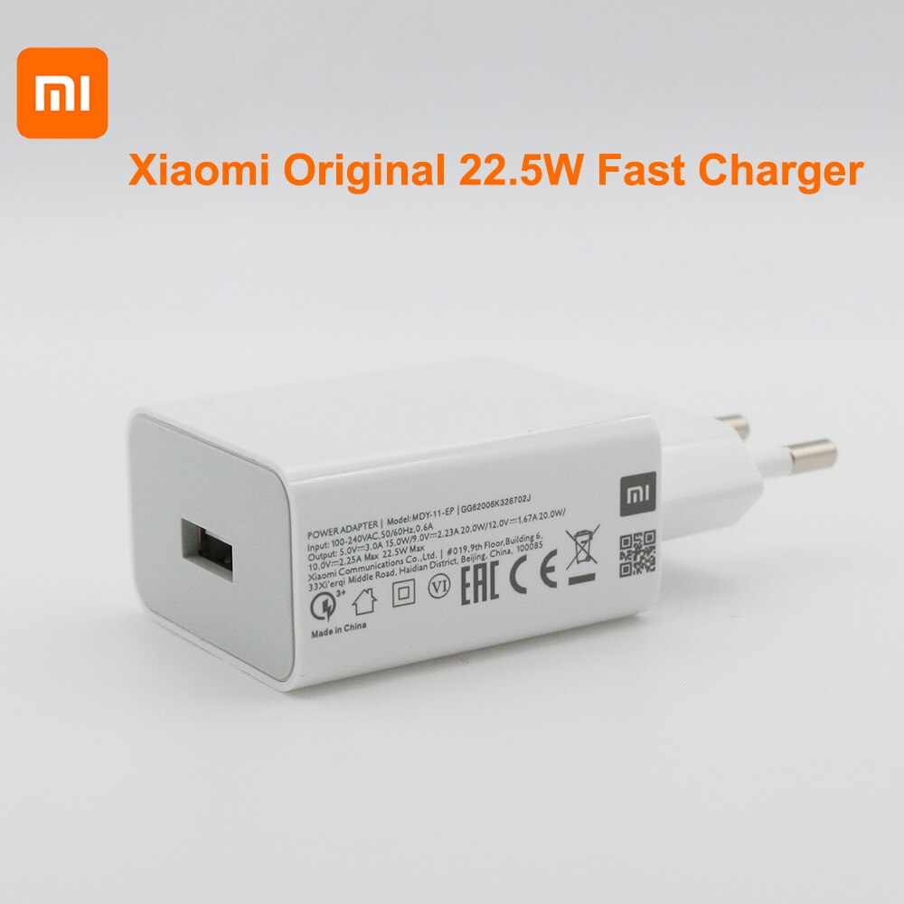 Xiaomi – chargeur mural rapide Original 22.5W MDY-11-EP, câble 3A de Type C pour Mi 110 9 9t 8 SE CC9 Redmi Note K30 Pro 9A 9C