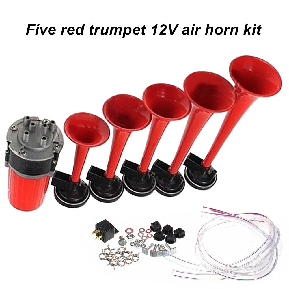 12-24V Red Air Horn Five Packed Musical Horn Kit Durable