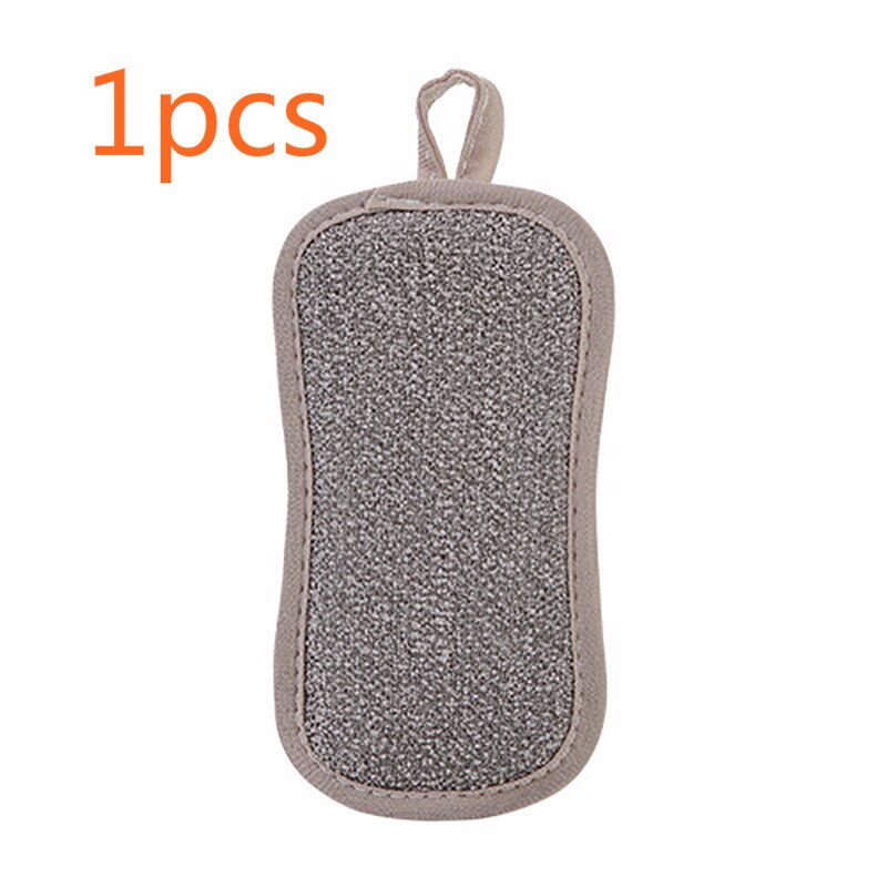 Double Sided Scouring Pad Reusable Cleaning Dish Cloth Kitchen Cleaning Tools Wipers Decontamination Dish Towels Cleaning Brush: 1pcs gray