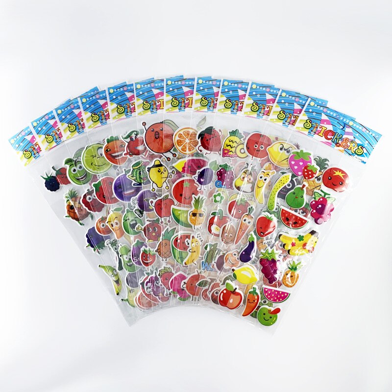 12 hojas/juego de pegatinas de dibujos animados 3D con de peces marinos para niños, pegatinas para álbum de recortes de PVC con burbujas para niños y niñas, bonito: Plata
