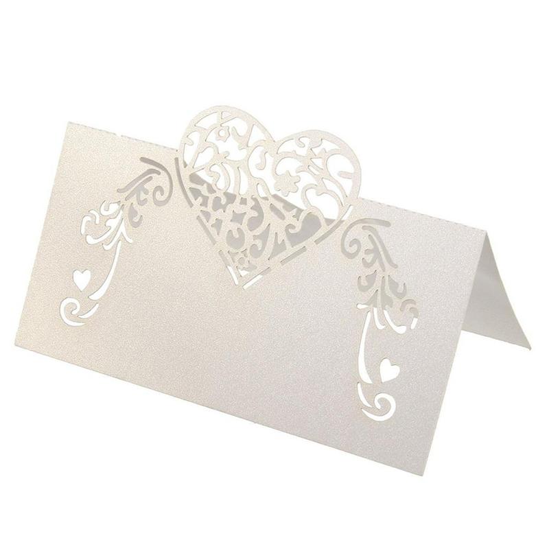 50 Stuks Papier Naamkaartjes Gesneden Hartvorm Tafel Naam Plaats Kaart Vervoeren Kaart Beugel Voor Wedding Party Decoratie favor