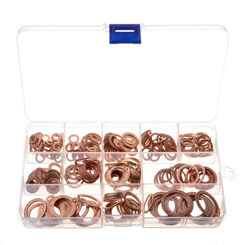 12 Sizes Solid Copper Crush Washers Assorted Seal Flat Ring Set Hardware Accessories 280PCS With Case