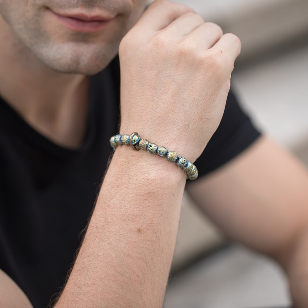 Efi dok rzymski rycerz spartański wojownik gladiator kask bransoletka skały wulkaniczne kamienny koralik bransoletka regulowana elastyczność bransoletka