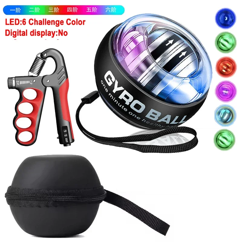 Gyrobal met ballentas Powerball Gekleurde lichten Power Ball Gymoefening Sporttrainingsapparatuur Armworstelen Onderarmtraining: Oranje