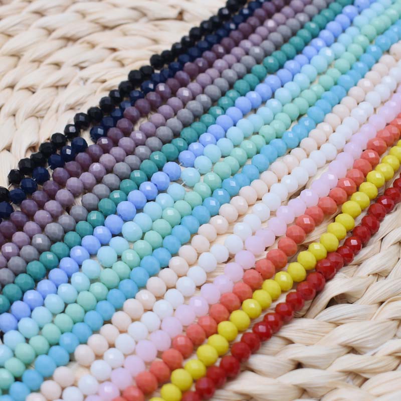 Venda Cores sólidas 4*6mm 82 pçs rondelle áustria facetado contas de vidro cristal solto espaçador contas redondas para fazer jóias diy