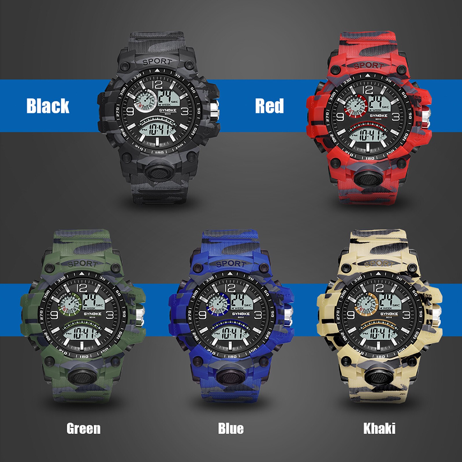 Mannen Elektronische Sport Horloge Multifunctionele Outdoor Sport Horloge Met Groot Scherm Sport Horloges