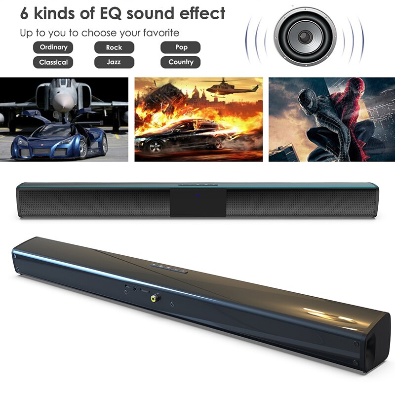 Altavoz Home theater bluetooth, barra de sonido inalámbrica de columna portátil para TV, PC, ordenador, subwoofer, centro de música con Radio FM