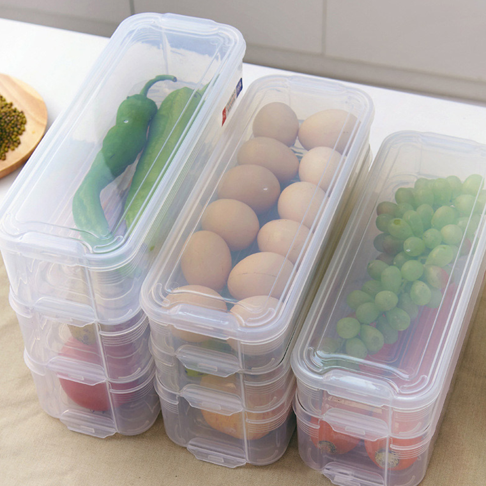 3 Layers Refrigerator Storage Box Food Storage Containers Plastic Storage Bins Lid For Kitchen Fridge Cabinet Freezer Organizer