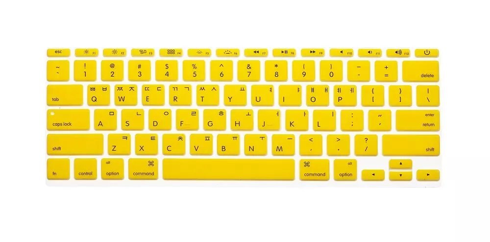 Silicone Skin Korean Keyboard Cover Protector Korea Language Keyboard Cover For Macbook Air 11" 11.6 Inch For Mac A1370 A1465: Yellow