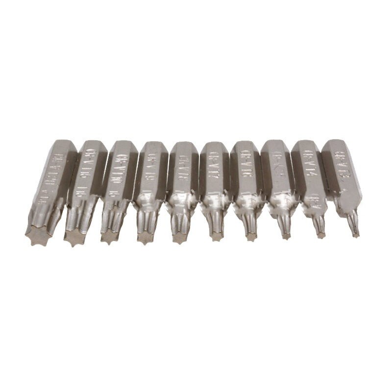 50mm10Pcs Set Security Tamper Proof Magnetic Screwdriver Drill Bit Screw Driver Bits Hex Torx Flat Head 1/4" Hand Tools