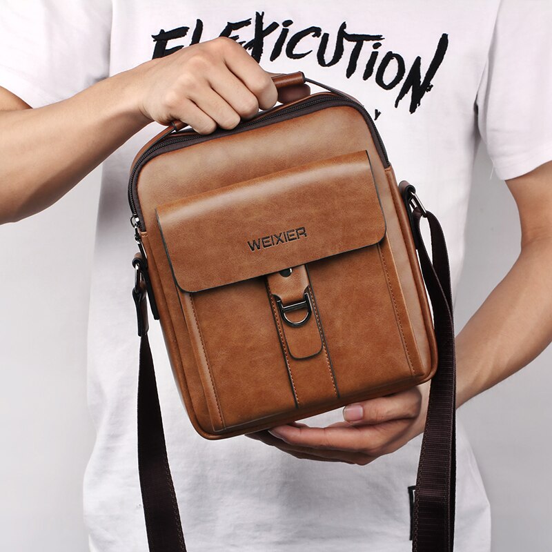 Mode PU Leer Mannen Schoudertas Toevallige Rits Kantoor Messenger Bags