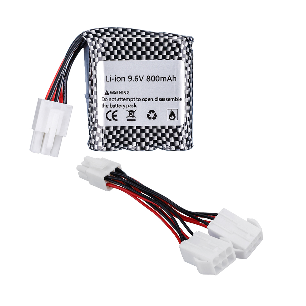 Batería de iones de litio de 16500 V, 9,6 mAh, para 800, 9115, 9116, S911, S912, enchufe de EL-6P de coche RC de alta potencia, piezas de repuesto de batería de 9,6 v: Rojo