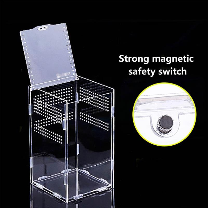 Transparent Acrylic Reptile Feeding Box Insect Box Mantis Breeding Box Insect Reptile Cage Terrarium Feeding Box Pet Container