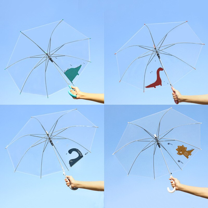 Cute Plastic Clear Dome Photography Umbrella For Kids Auto Open Waterproof Kid Girls Premium Umbrella Transparent With Printing: Animal