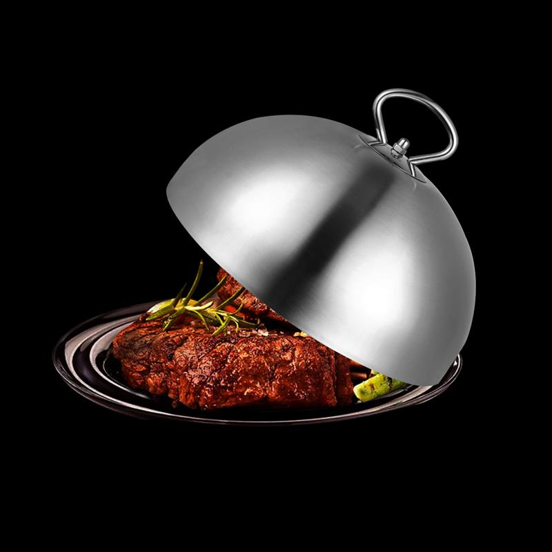 Køkken rustfrit stål bøfdæksel teppanyaki dome fad låg anti olie stænk mad dækning til restaurant madlavning (20/24/26/28cm)
