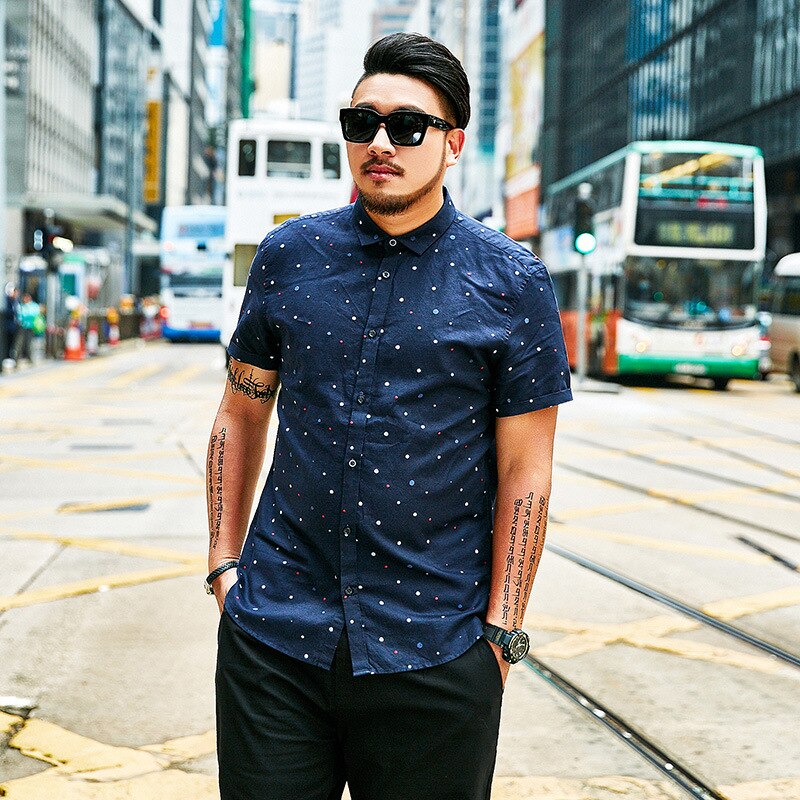 GXXH Big Size mannen Casual Shirt Zomer Oversized mannen Korte mouwen Punt Shirts Grote Shirt Mannen plus Size Camisa 6XL 7XL