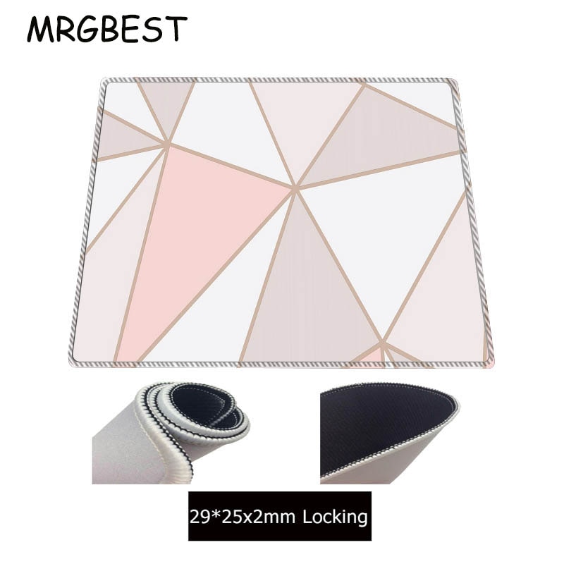 MRGBEST Large Xxl Xl White Pink Marble Office Mice Gamer Soft Lock Edge Mouse Pad Size for 30x80/40x90cm Gaming Mousemat: 290x250x2MM