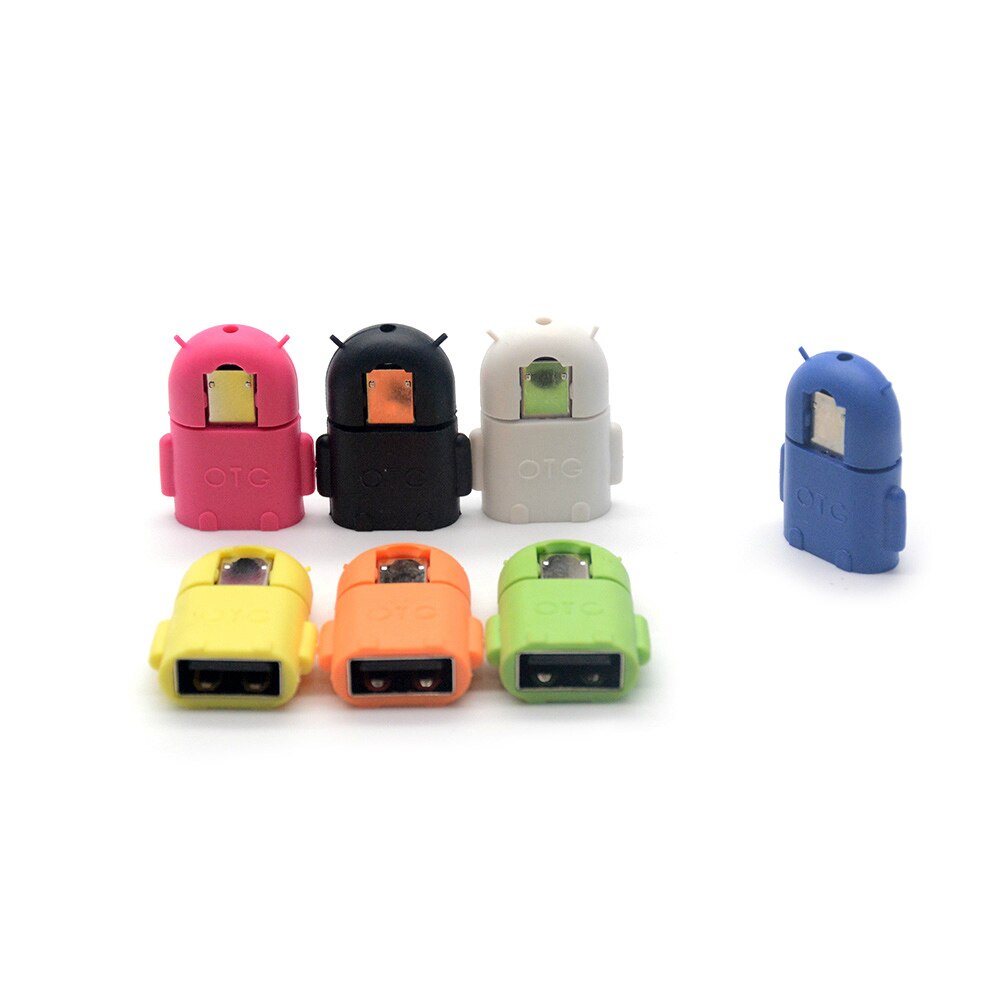 Portable Multi Color Robot Shape Android Micro USB To USB Converter OTG Adapter