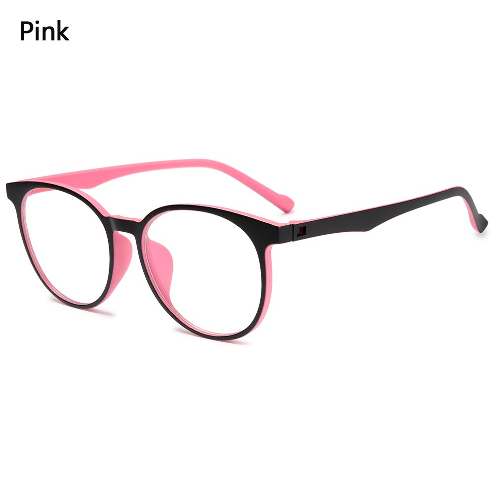1 PC oeil bleu lumière bloquant lunettes ultraléger cadre rond optique lunettes cadres bloquant jeu plat miroir lunettes: 2- pink