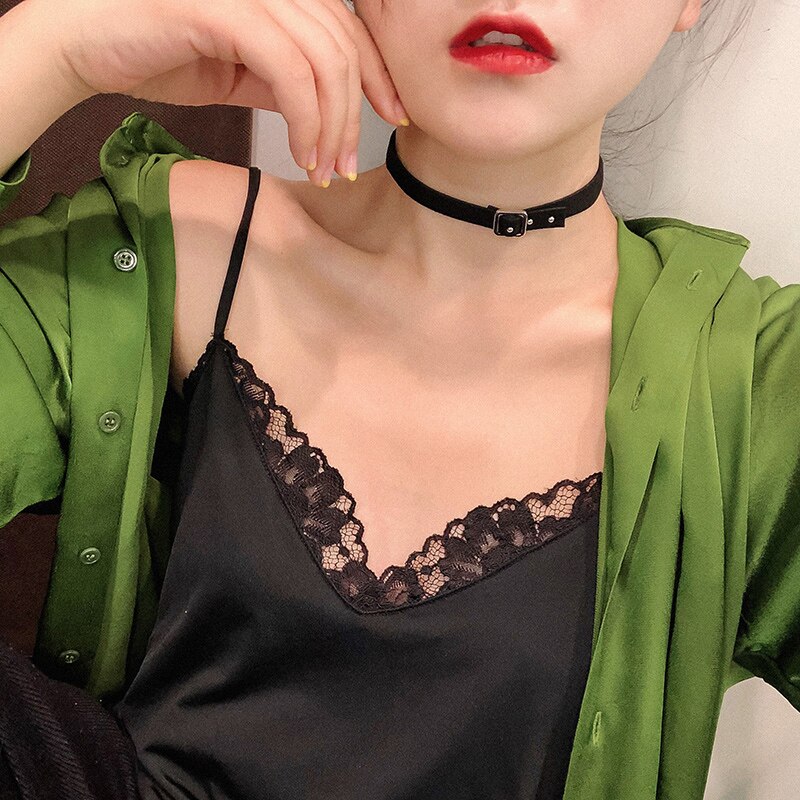 Collier ras du cou en cuir noir pour femmes, classique, Simple, mignon, style coréen, bijoux à la