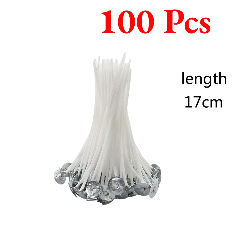 100 Uds. Mechas de vela de algodón sin humo DIY, suministros para hacer velas perfumadas, accesorios para velas, mechas de cera para fabricación de velas: Transparente