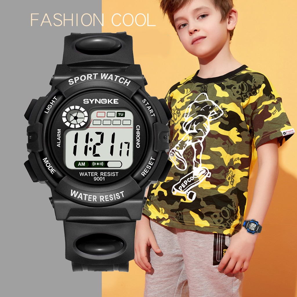 Synoke kinderhorloges jongens digitaal kinderhorloge student waterdicht siliconen tienerhorloges meisjes montre enfant garcon sport