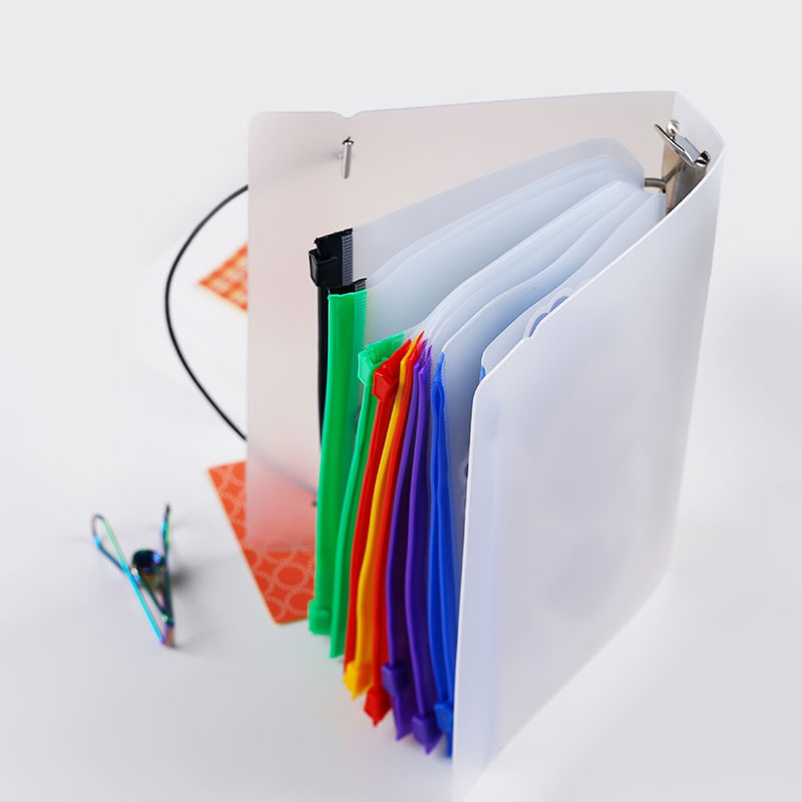 Carpeta transparente de PVC con 6 agujeros, carpeta A6 para portátil, bolsa de hojas sueltas, bolsas de archivo, cierre A6, 12/24 Uds.