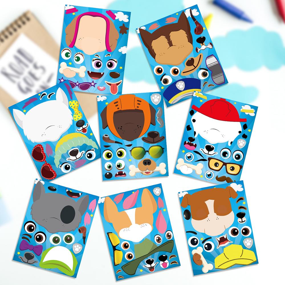 40pcs Dog Make-a-face Stickers Sheets, Make Your Own Dog Stickers Fun Craft Project for Kids Party Favor, Class Reward