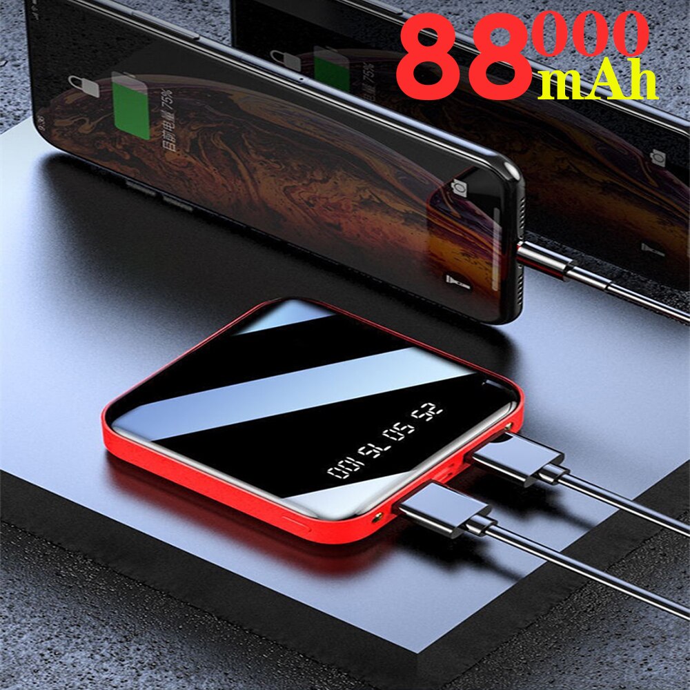 88000mAh Mini Power Bank Dual USB Output Portable Charger Mobile Power Charging Power Bank Outdoor Travel External Batter