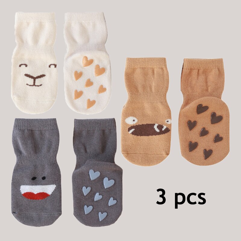 3 szt. Wiosenne skarpety dziecięce dla dziewczynki chłopiec kreskówka zwierzęta drukuj skarpetki dziecięce akcesoria dla dzieci bawełniane rzeczy o wysokiej elastyczności antypoślizgowe: 3 szt 3 / 24 m