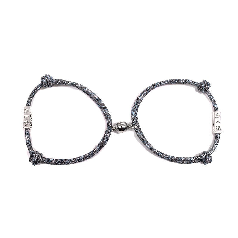 2 Stks/set Vriendschap Touw Gevlochten Afstand Paar Magnetische Ajustable Armband Kit Minnaar Sieraden