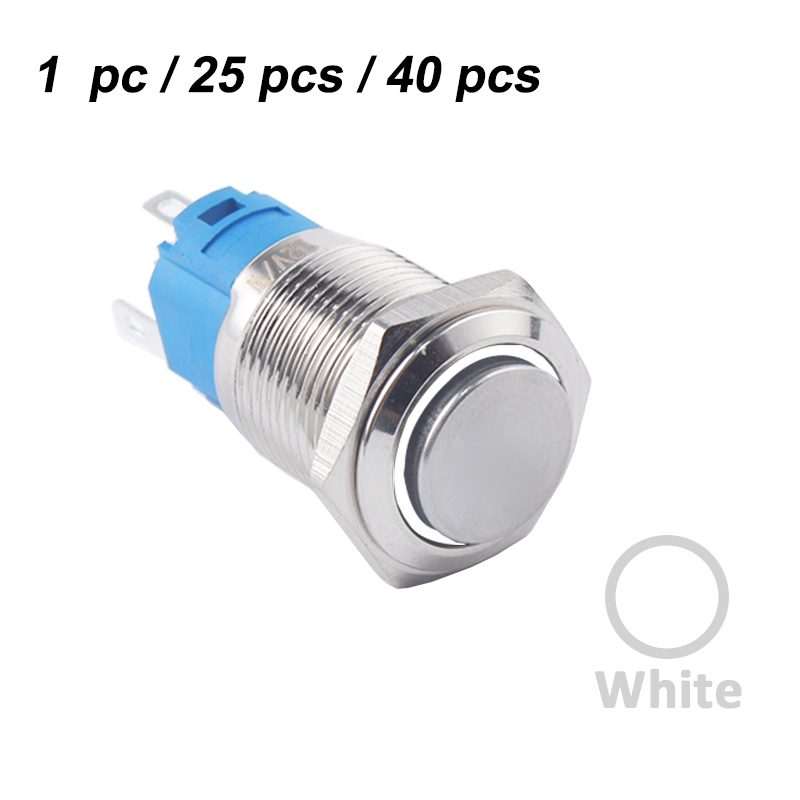 16mm hoch heilen Metall Drücken Druckschalter 12V 24V momentan Energie LED Wasserdicht Glocke Ring Auto Motor- 1Nein 3V