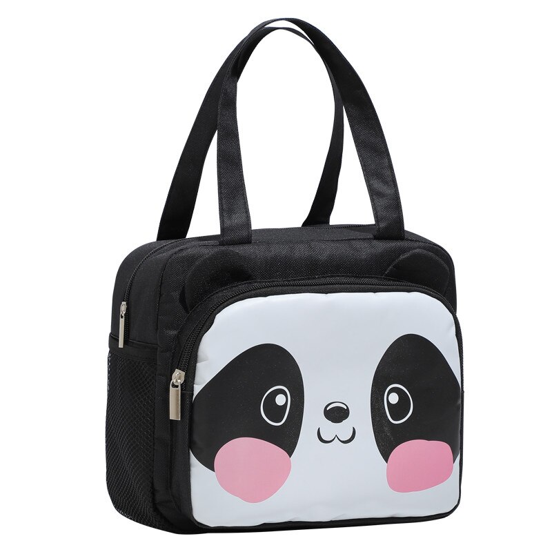 Bolsa térmica kawaii para mujer, bolsa de pícnic escolar con aislamiento térmico a prueba de agua para chico, bolso de almuerzo con asa, bolsa enfriadora portátil con dibujos animados: Caqui