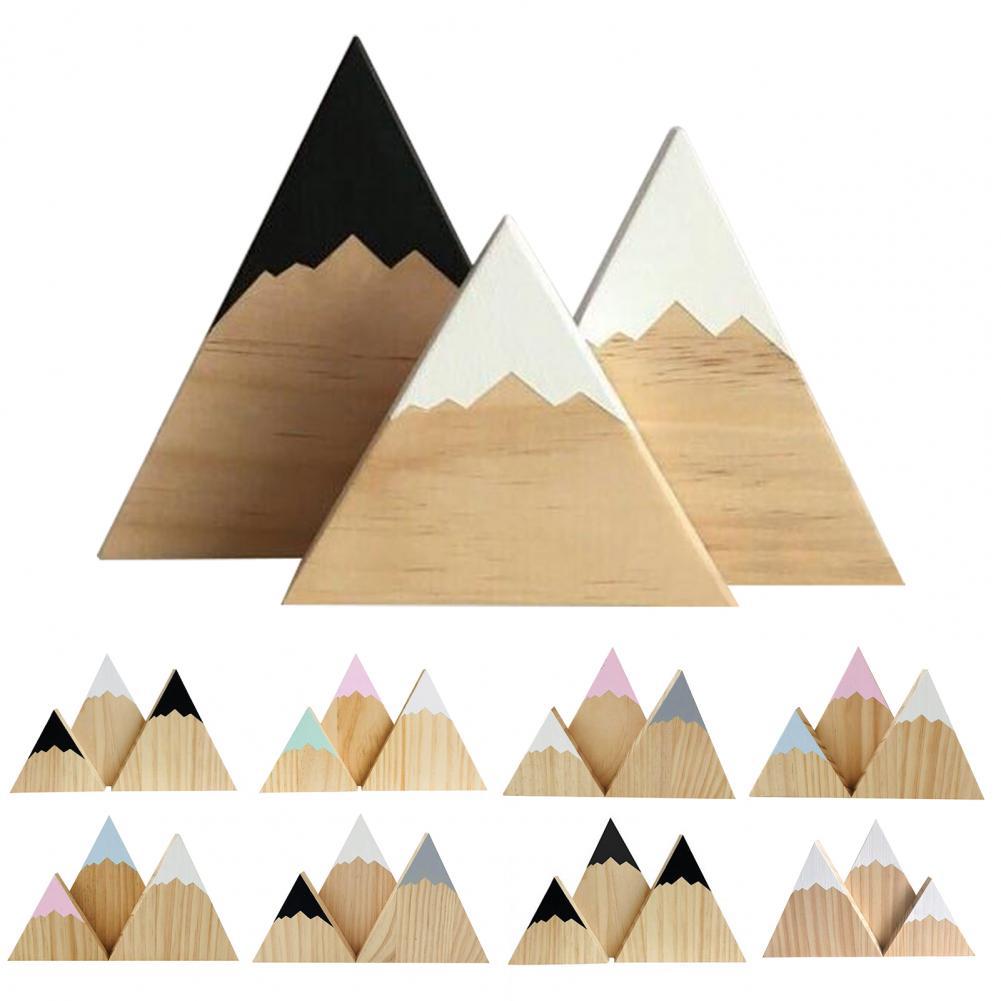 3Pcs/Set Wood Ornaments Snow Mountain Shape Photo Props Wood Hanging Wall Sign Kids Room Decor