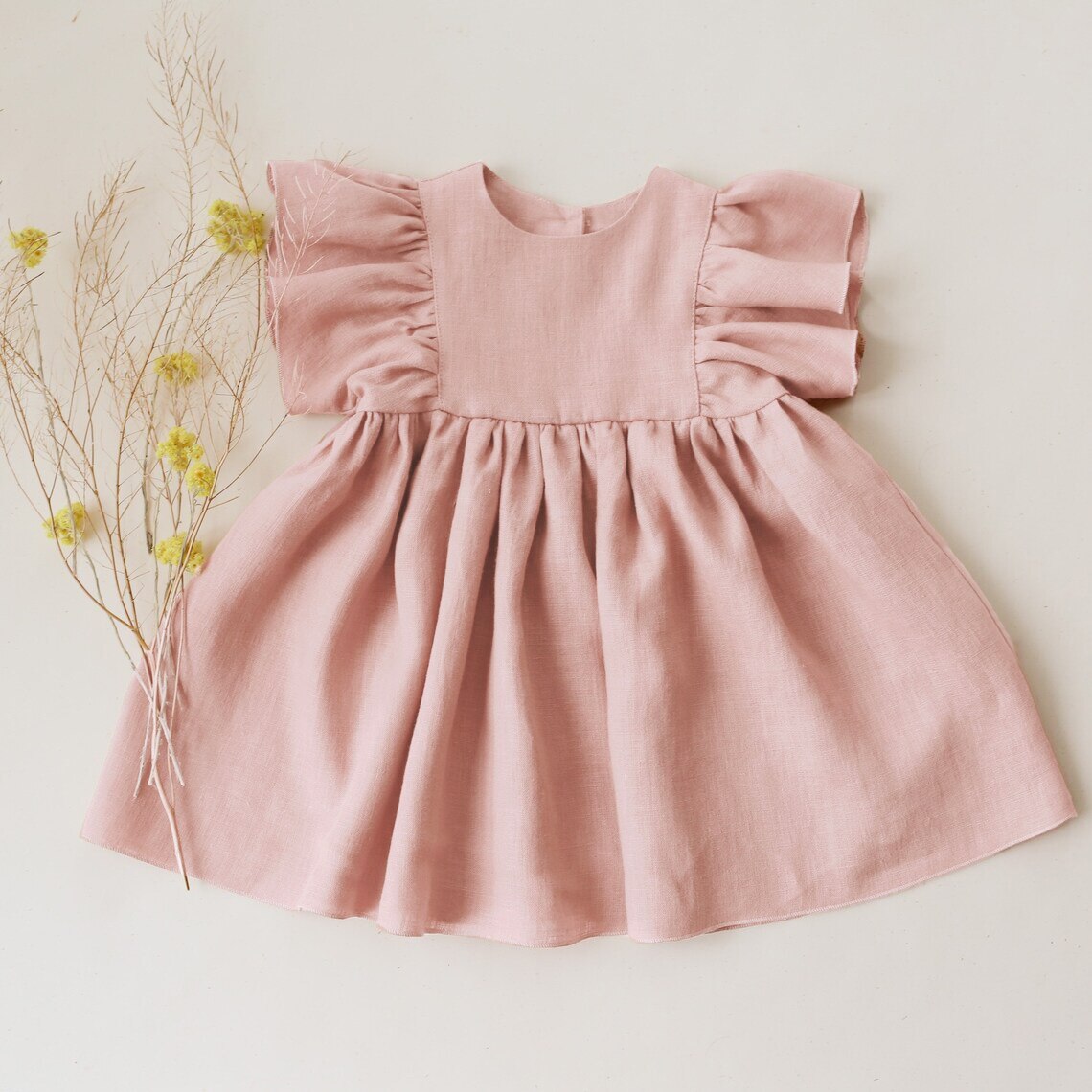 Vestido de verano para niña pequeña, ropa de algodón y lino con volantes, estilo bohemio, para playa: dress 2 / 4-5Y 110