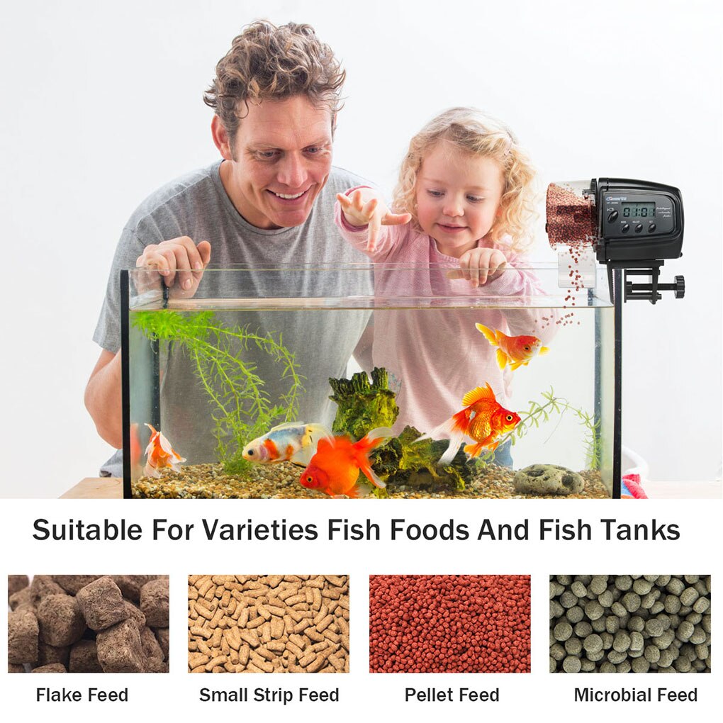 zeitgesteuert Automatische Fisch Zubringer Digital LCD Automatische Aquarium Panzer Auto Fischfutter Zubringer Timer Fisch Haustier Fütterung Spender
