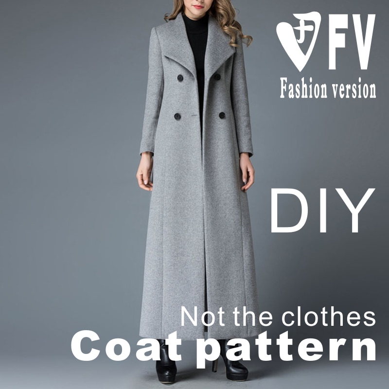 Cutting drawings women's lapel long coat coat pattern 1:1 garment making pattern BFY-174