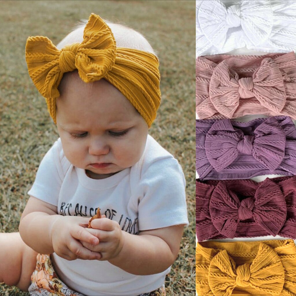 #40 Newborn Photography Baby Hair Band Kids Newborn Girls Baby Solid Headband Hair Band Bow Accessories Headwears Подарок